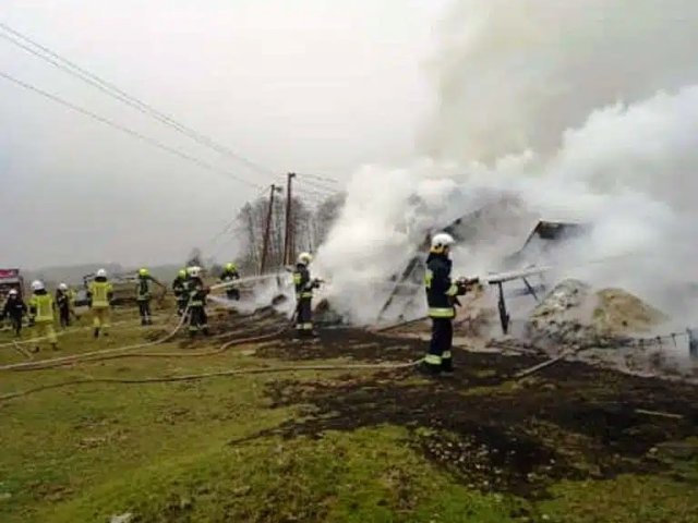 Pożar budynku stodoły w miejscowości Kuskowo
